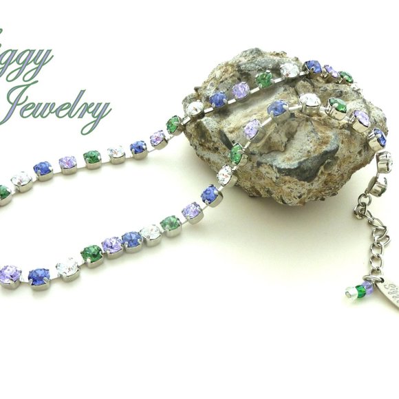 Twilight Serenade Tennis Necklace made with 6mm Austrian Crystals - Picture 6 of 7